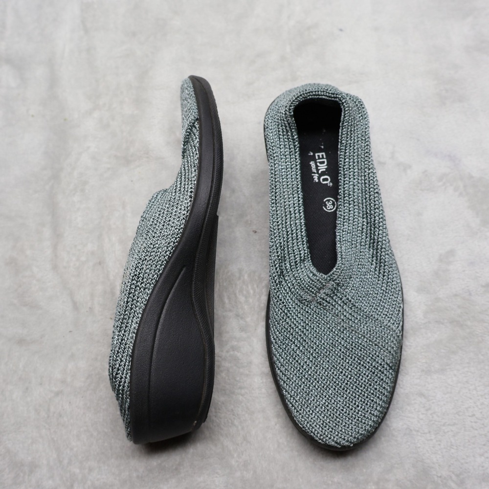 Arcopedico Womens 7.5 Flat Shoe Blue Flexible Knit Walking Casual Slip On EU38